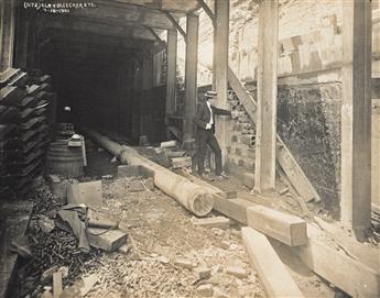 (NEW YORK CITY -- SUBWAY CONSTRUCTION.) Pierre Pullis. Group of 37 subway construction photographs by the chief photographer for